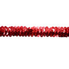 GZ003 OEKO Red Beaded Stretch Sequin Ribbon Trim