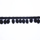 OEKO Black  100% Polyester 3cm Pom Pom Edge