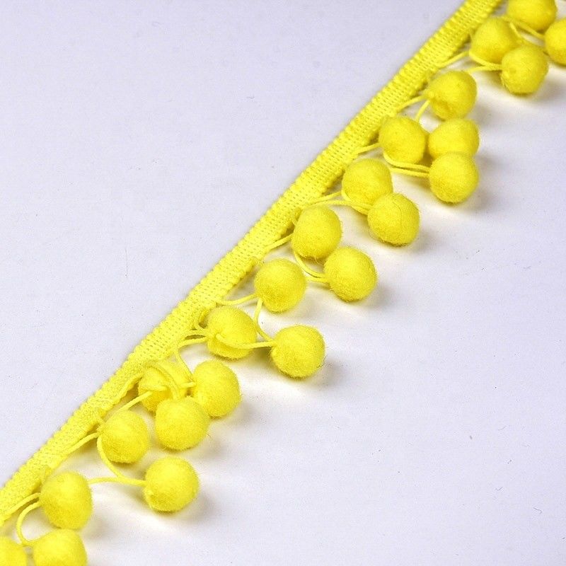 Garment Crochet Lace Yellow 3.5cm  Pom Pom Tassel Trim