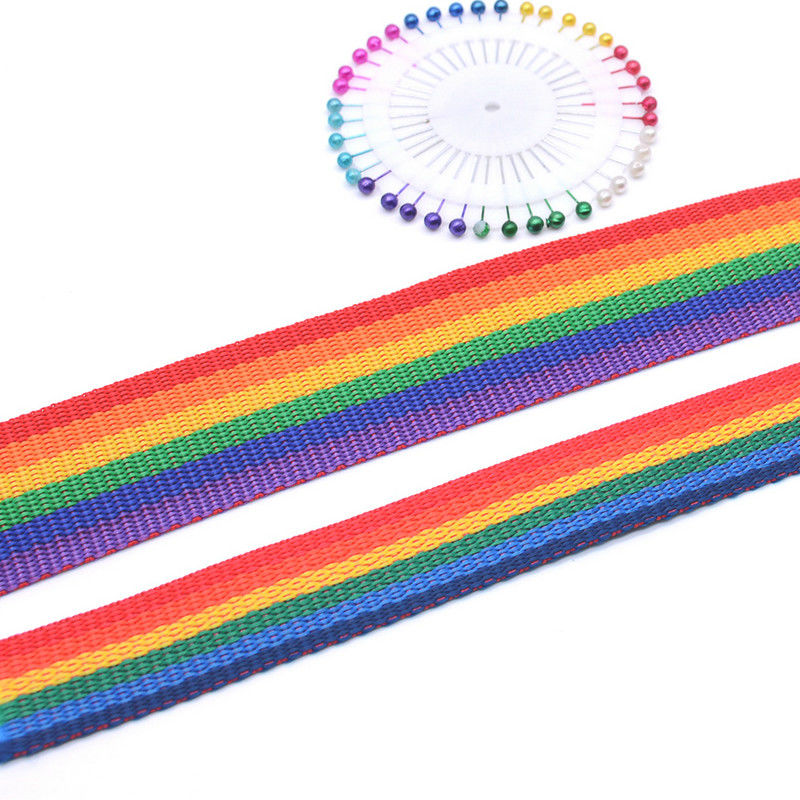 Colourful Polyester Rainbow Webbing Trim For Pet Leash